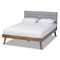 Baxton Studio Devan Light Grey Upholstered Walnut Wood King Size Platform Bed 163-10474 - alternate 1